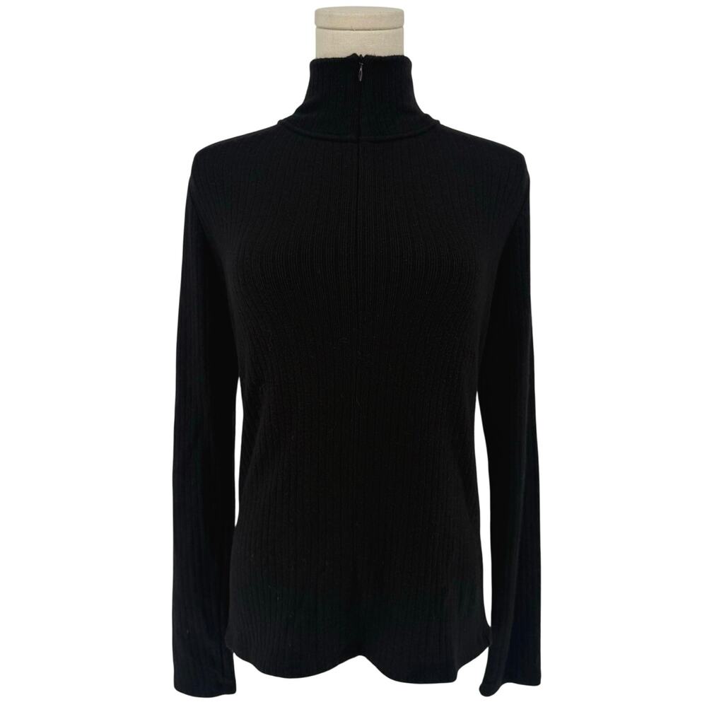 Vince Ribbed Knit Full Zip Cardigan Sweater Women's Size M Black Casual Designer